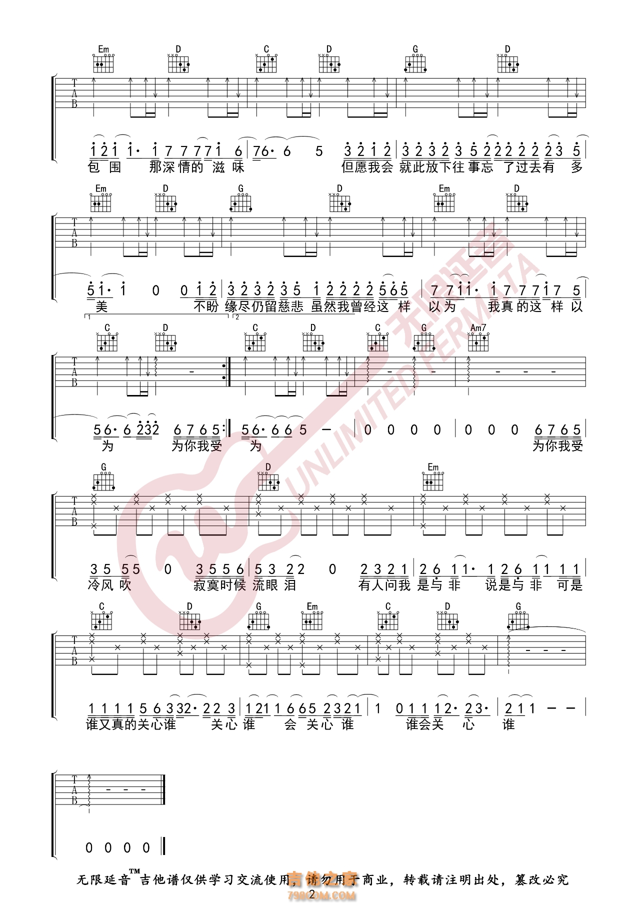 林忆莲 为你我受冷风吹 吉他谱