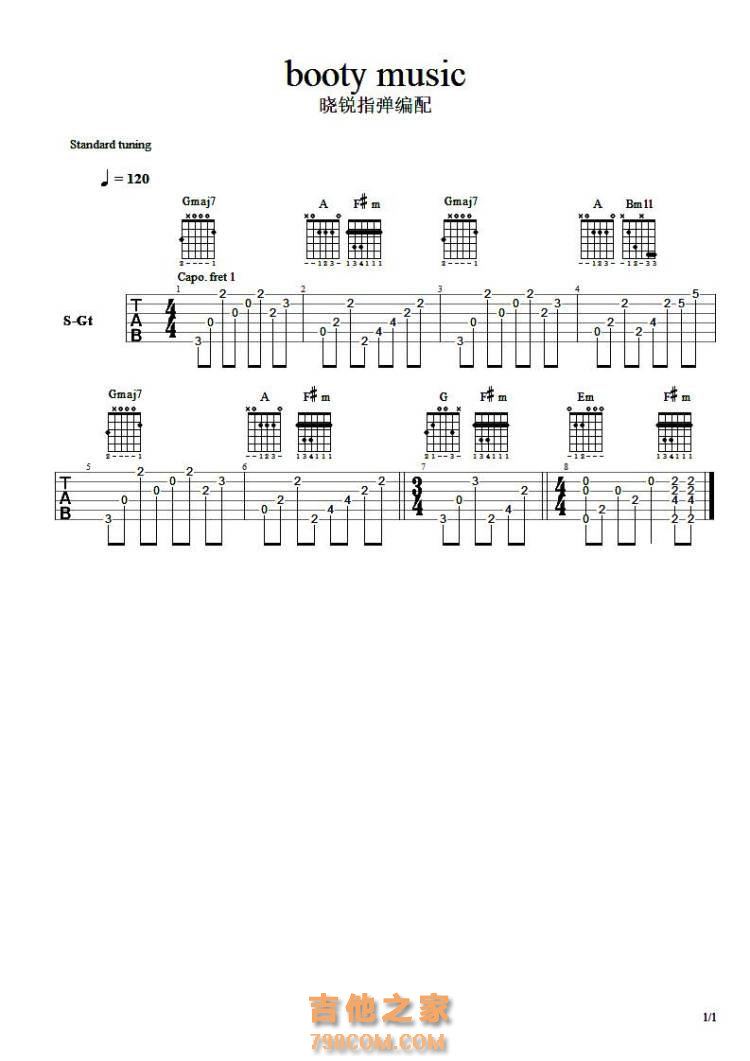 booty music吉他SOLO谱