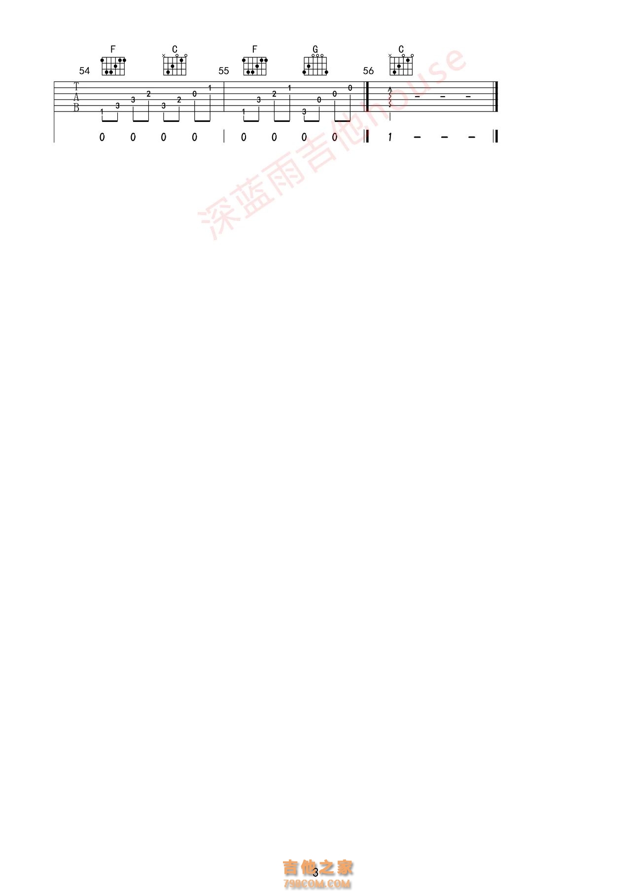 《卡农》C调吉他指弹谱