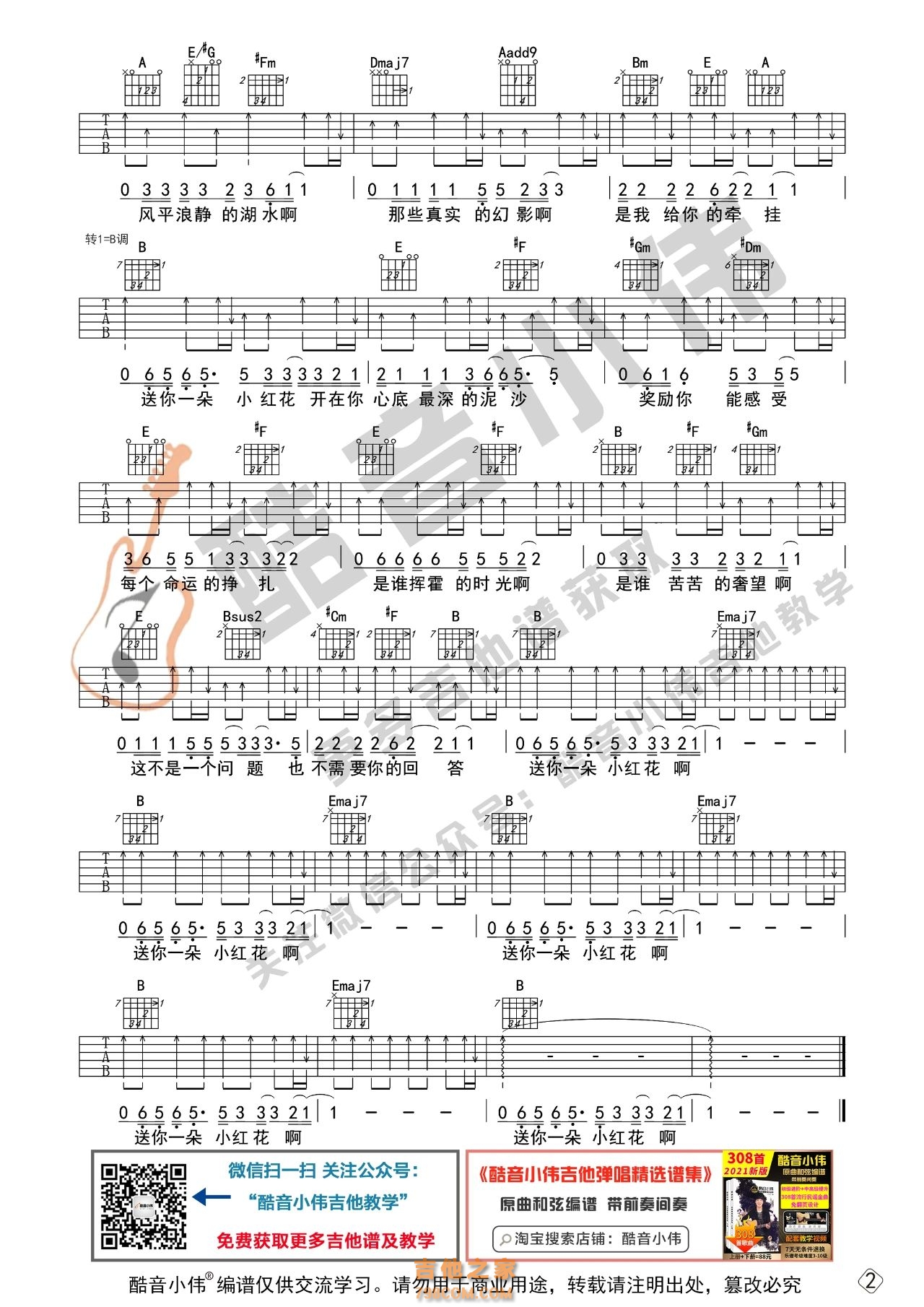 [中级版]赵英俊《送你一朵小红花》吉他谱