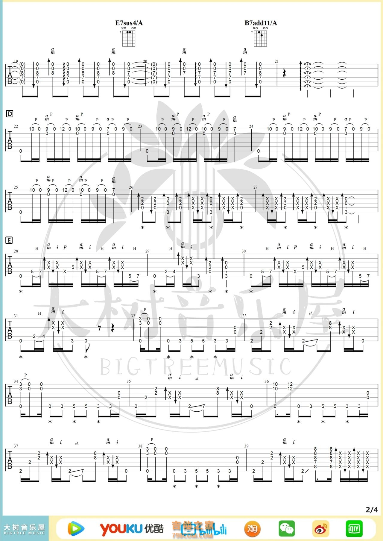 押尾桑《Fight》吉他指弹谱