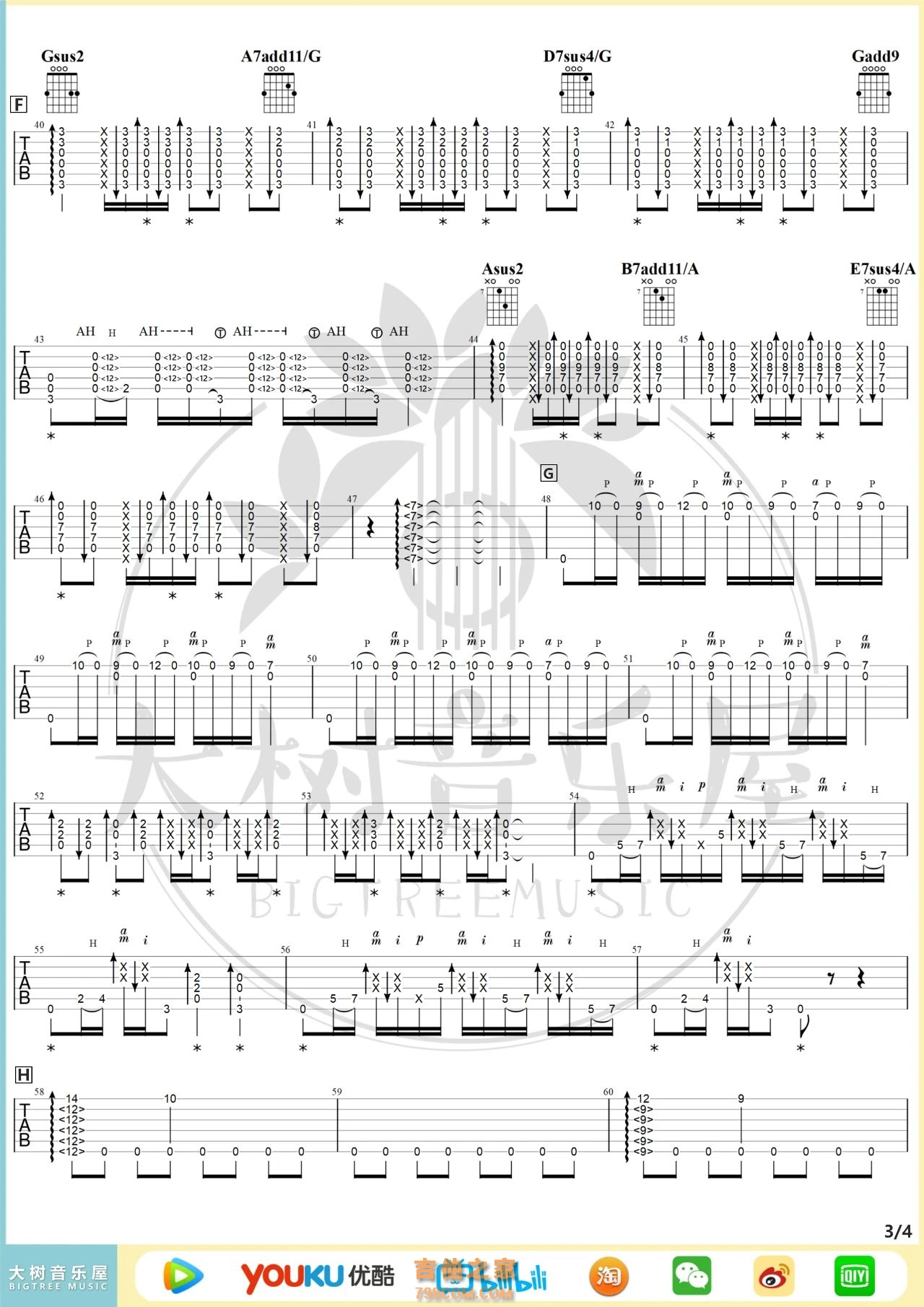 押尾桑《Fight》吉他指弹谱