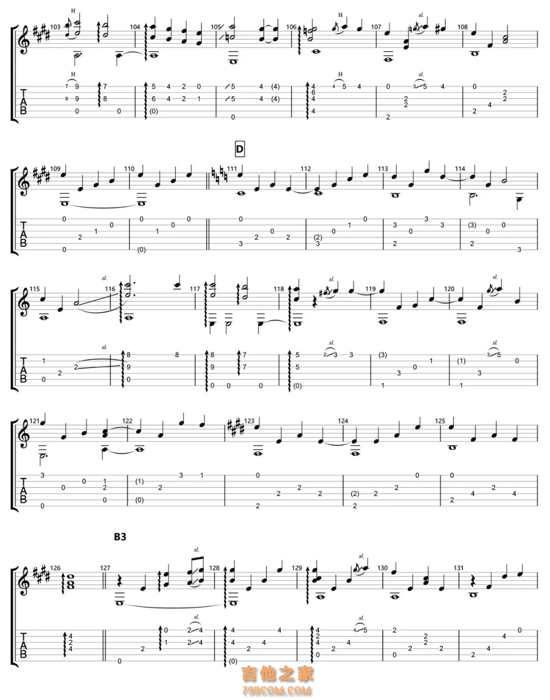 押尾光太郎《家路》吉他指弹谱