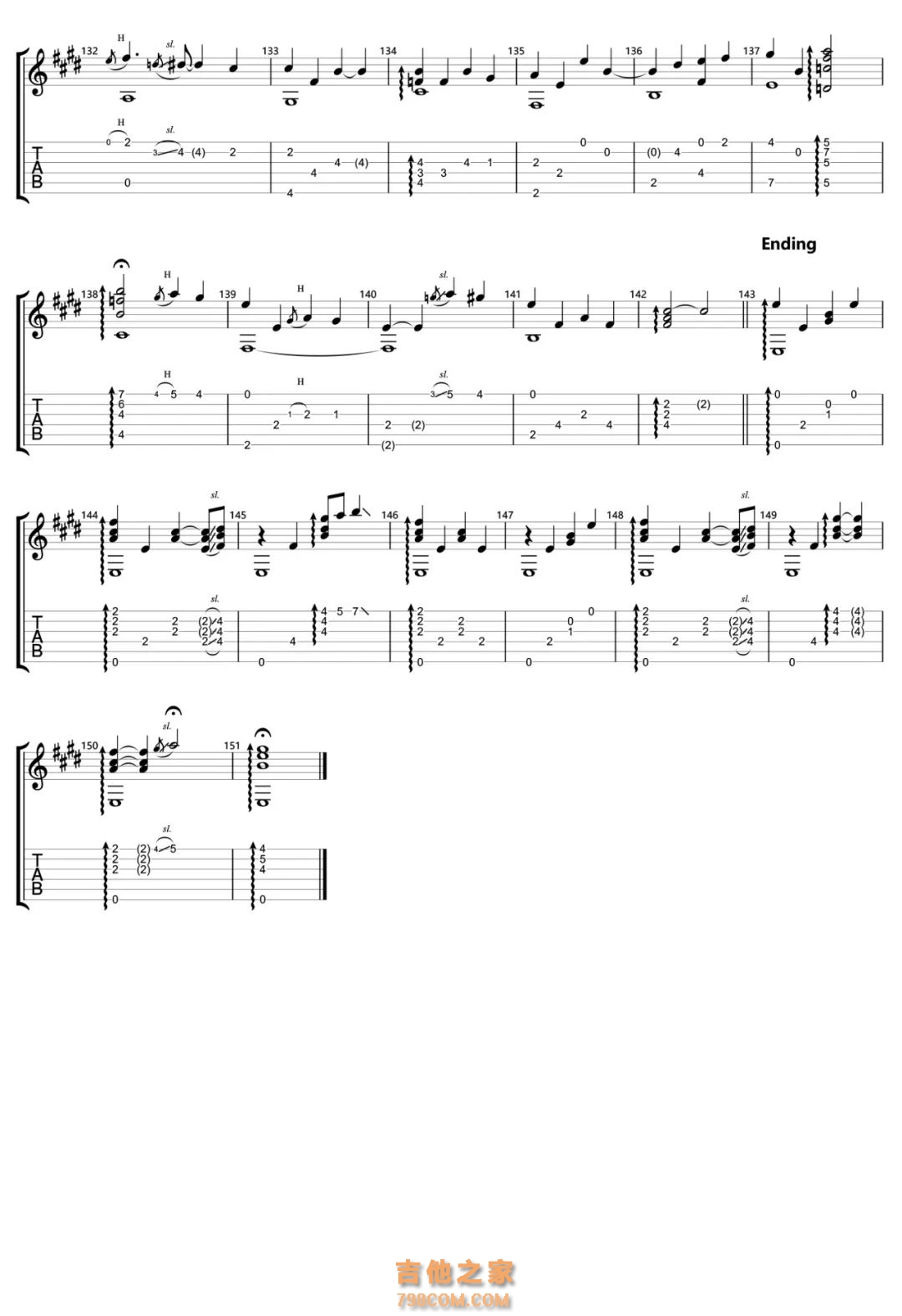 押尾光太郎《家路》吉他指弹谱