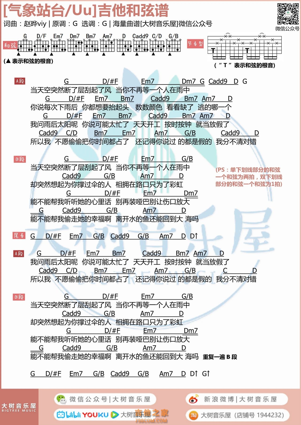 Uu《气象站台》吉他弹唱曲谱
