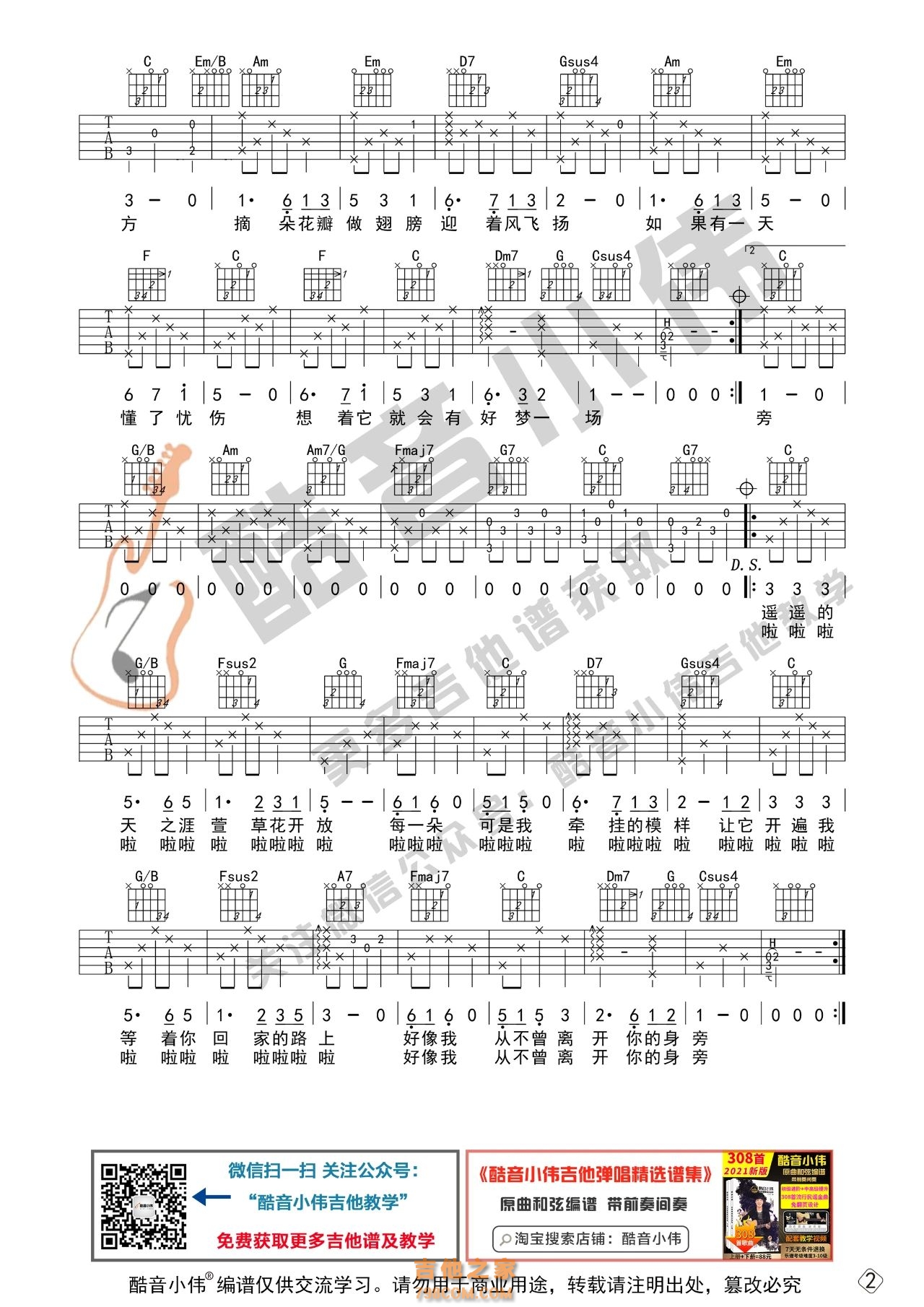 [中级版]张小斐《萱草花》吉他谱