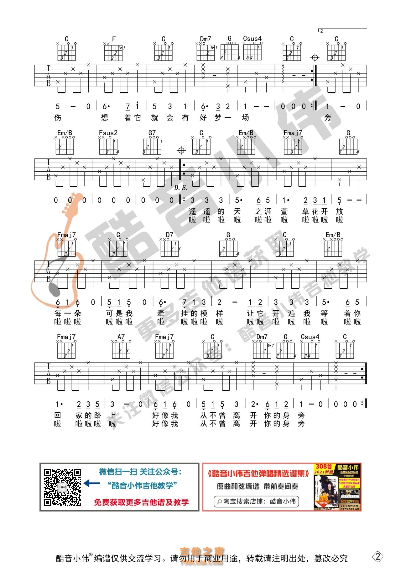 [初级版]张小斐《萱草花》吉他谱