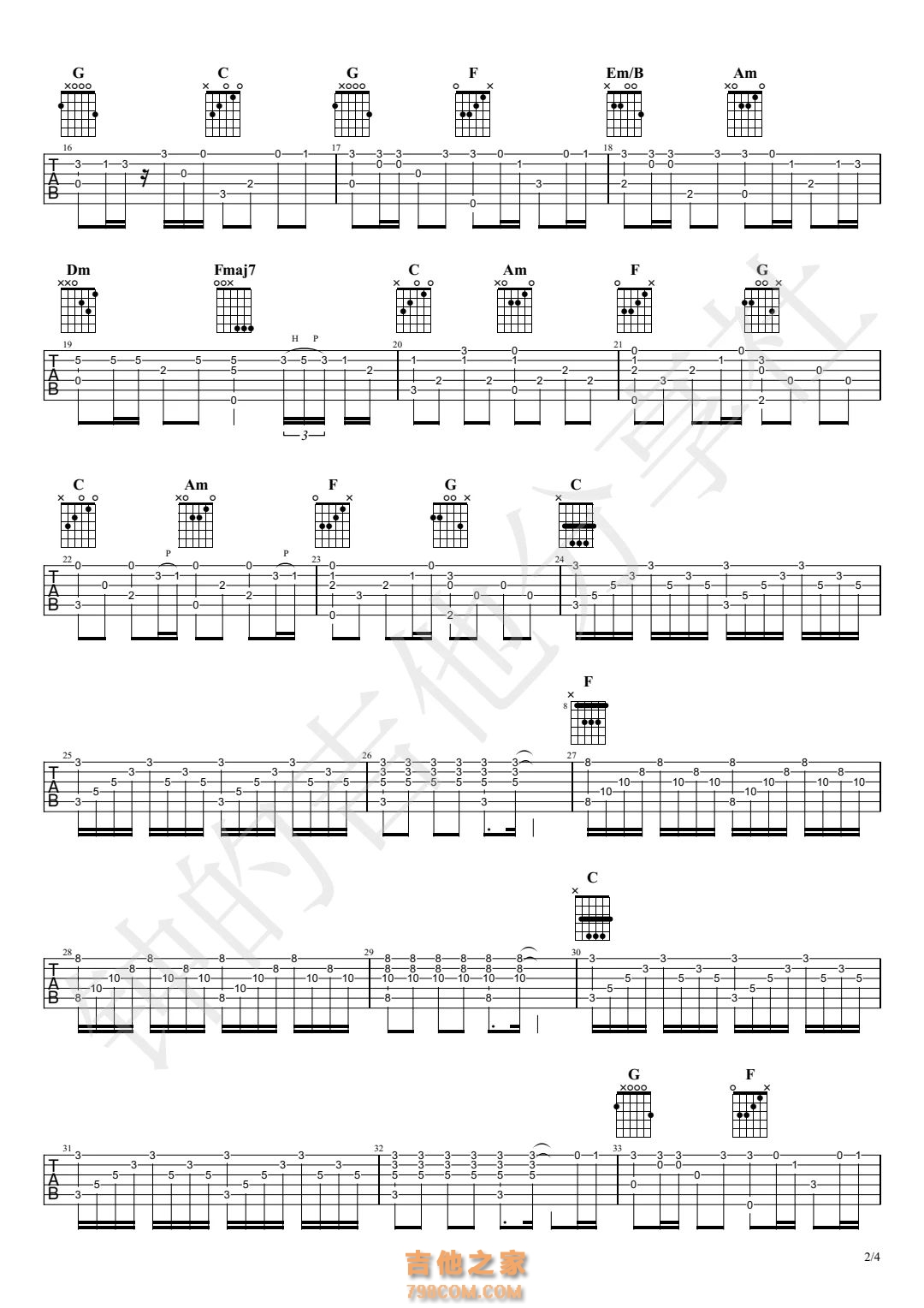 久石让《summer》吉他指弹谱