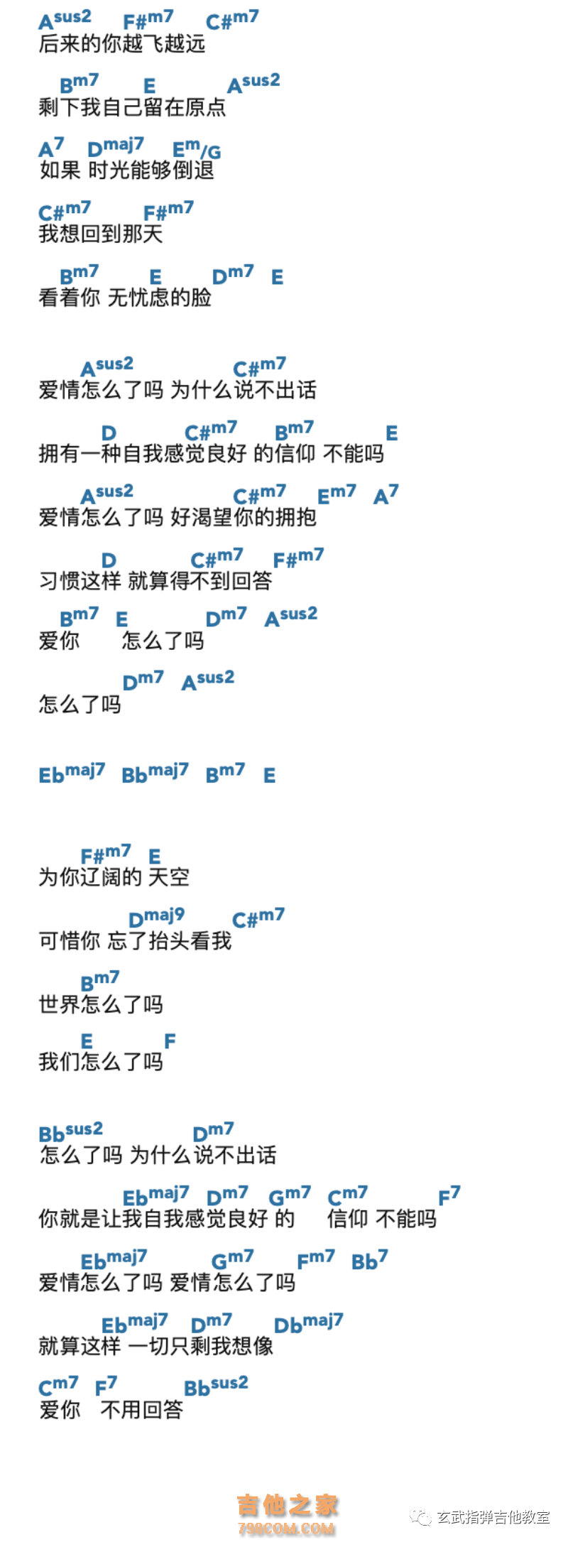 卢广仲《爱情怎么了吗》吉他弹唱谱