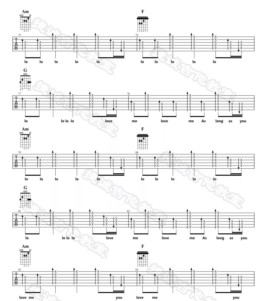 As Long As You Love Me吉他谱_Justin Bieber_C调六线谱8