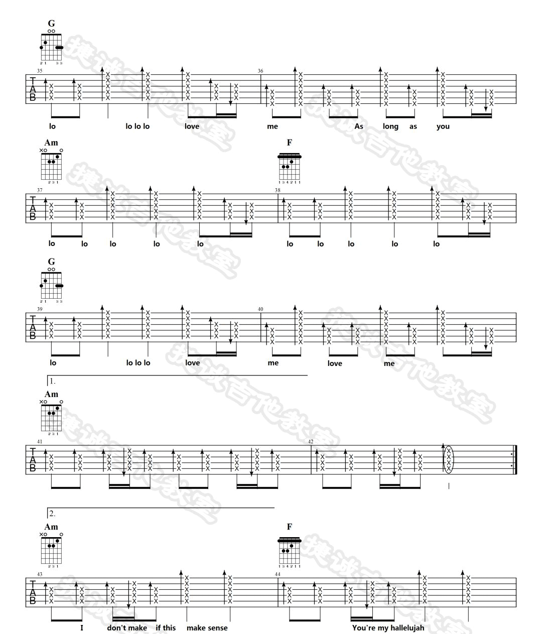 As Long As You Love Me吉他谱_Justin Bieber_C调六线谱4