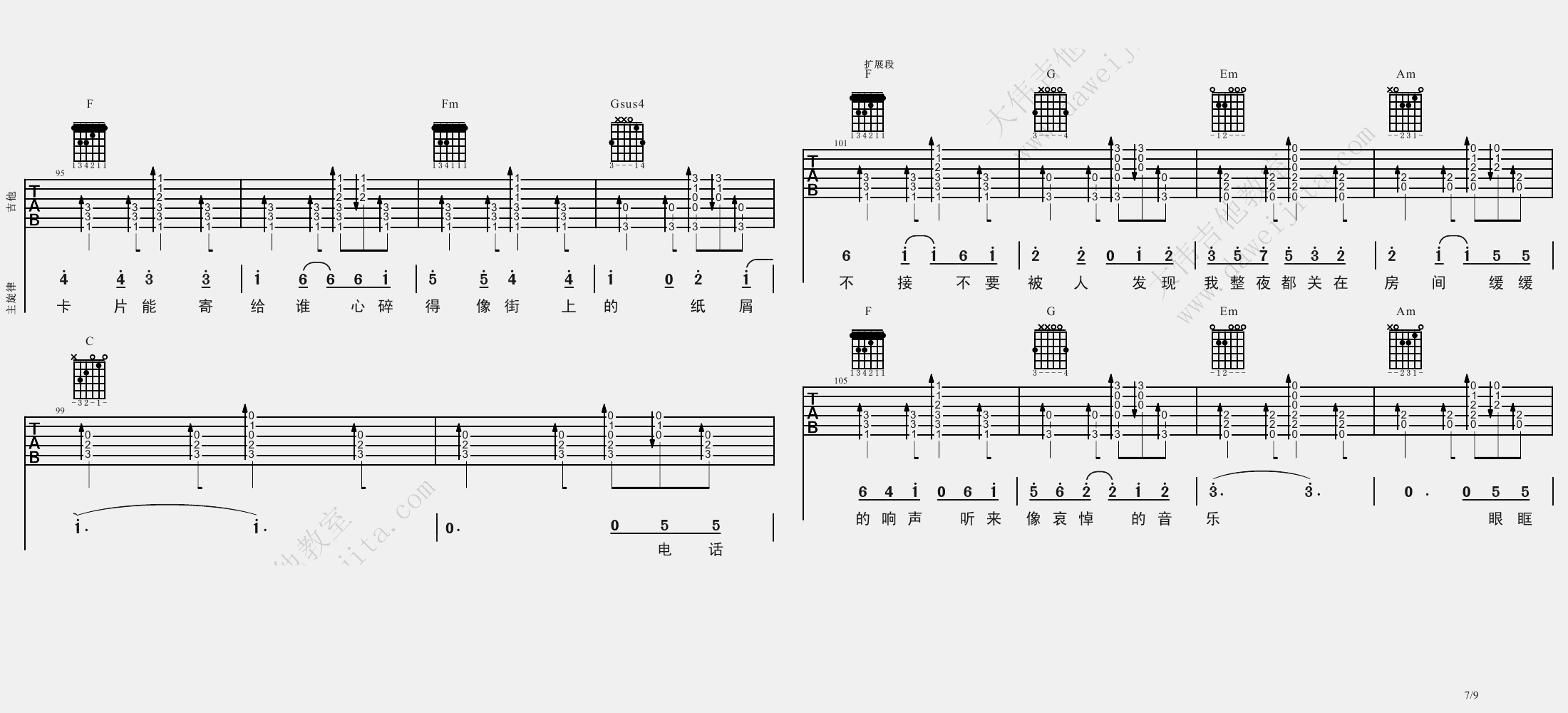 圣诞结吉他谱8-陈奕迅-C调指法