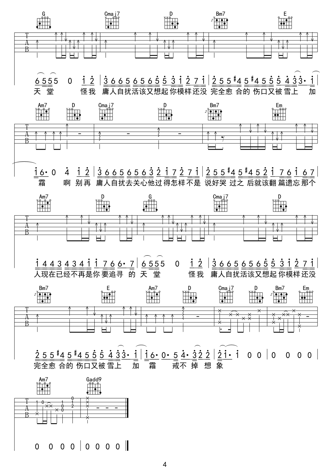 庸人自扰吉他谱4-王理文