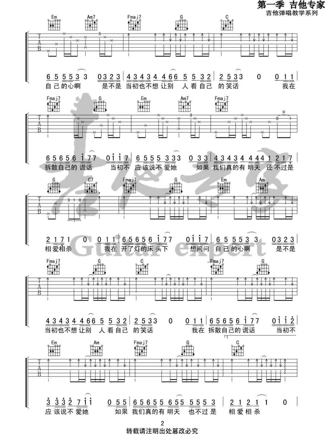 关于孤独我想说的话吉他谱2-隔壁老樊