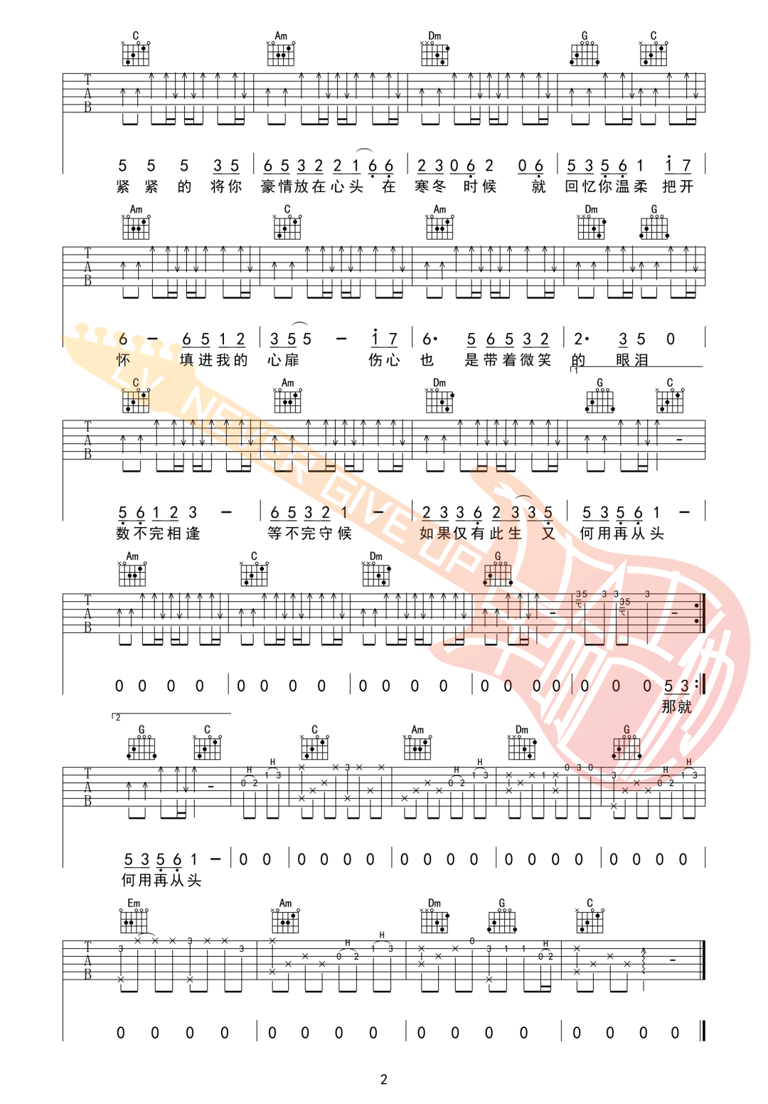 突然的自我吉他谱2-伍佰