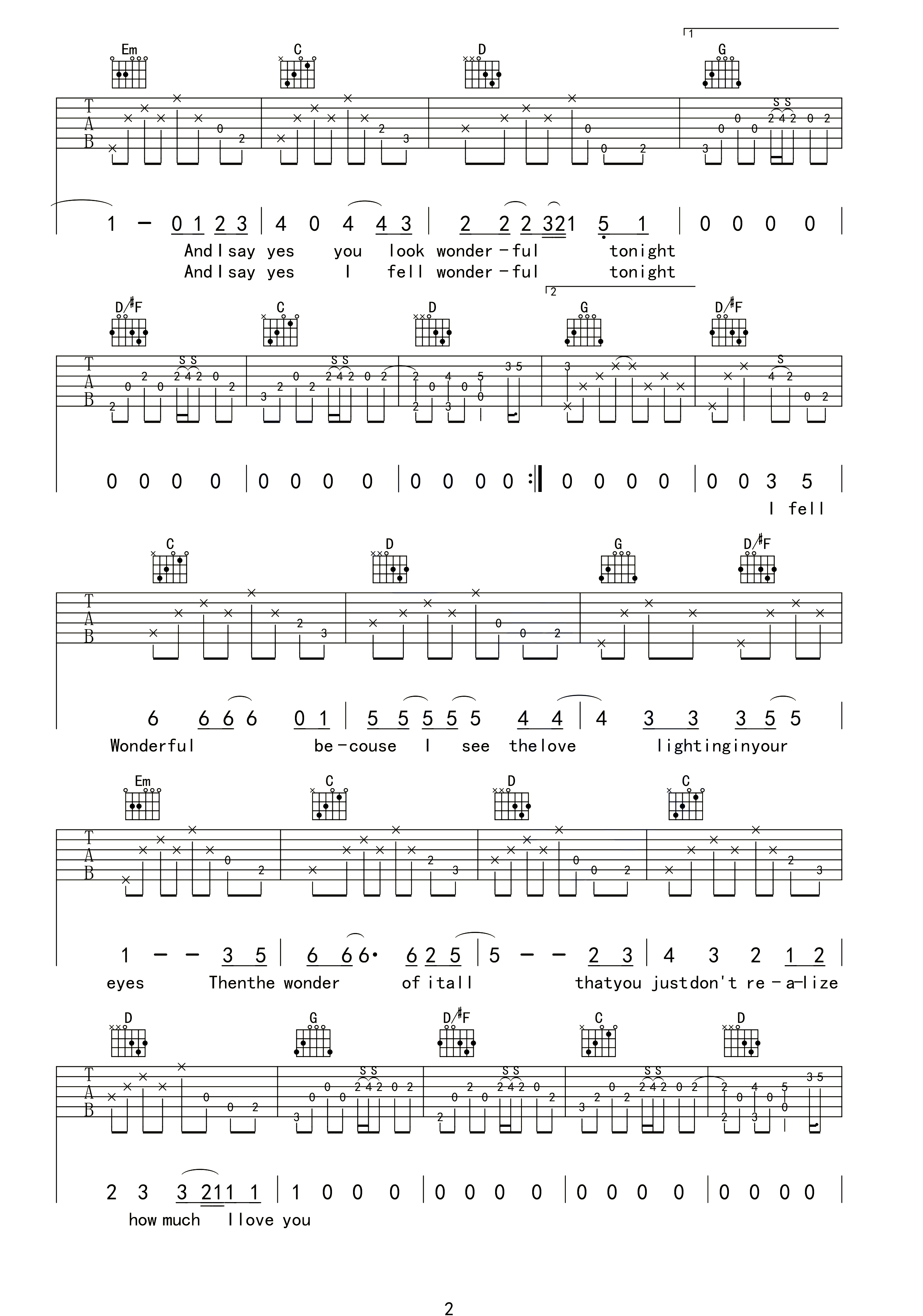 Wonderful Tonight吉他谱2