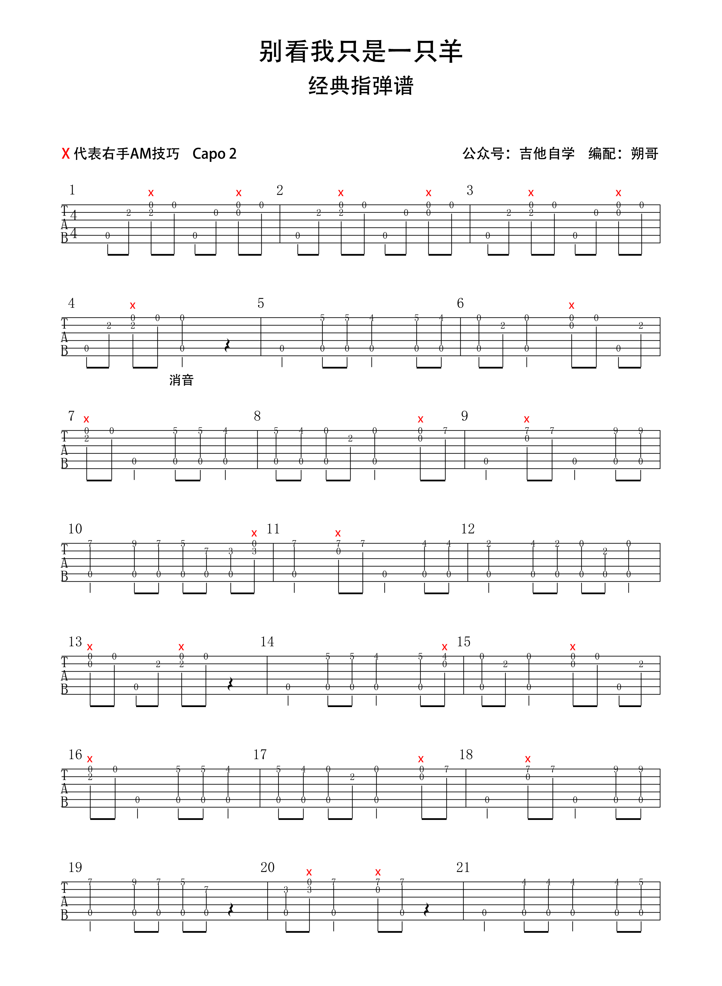 别看我只是一只羊吉他谱1