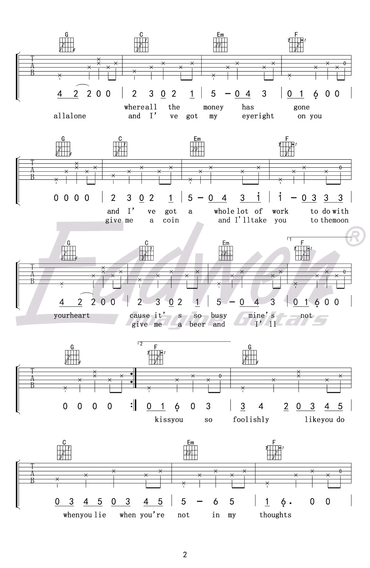 Loving Strangers吉他谱2