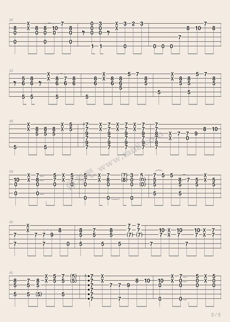 好想大声说喜欢你吉他谱3