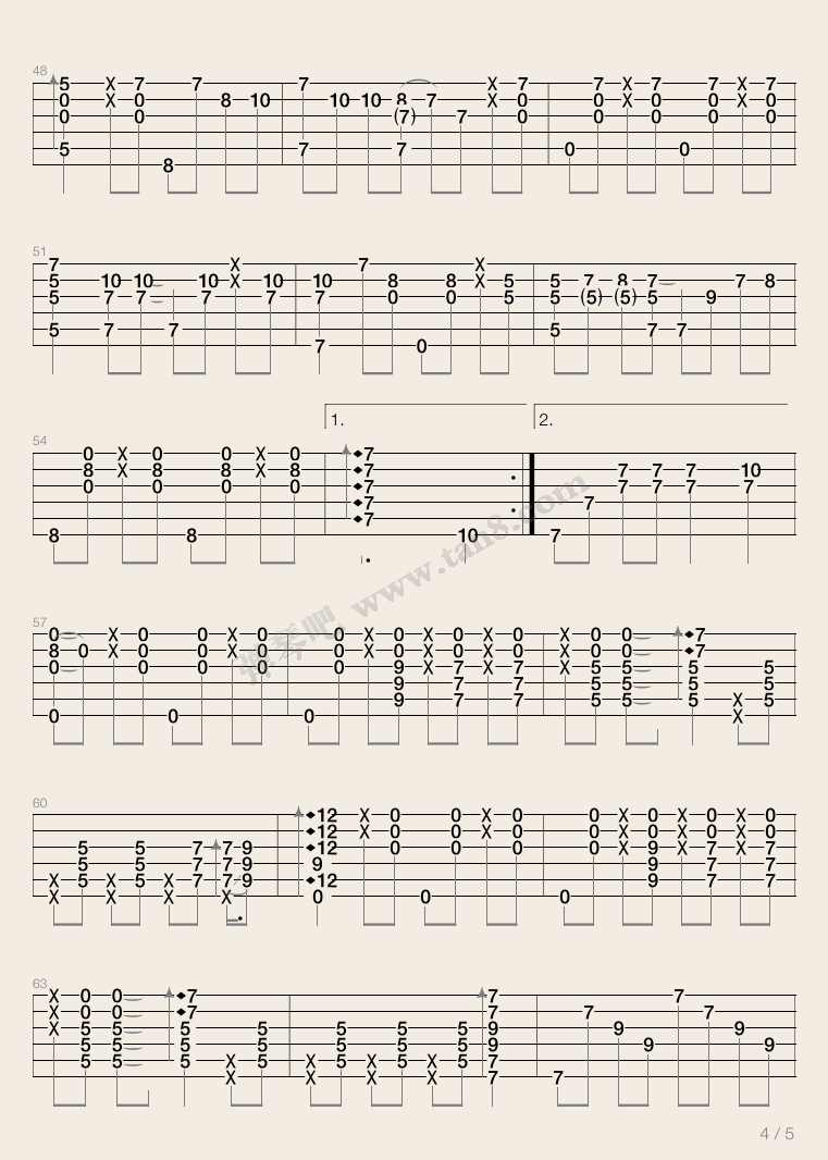 好想大声说喜欢你吉他谱4