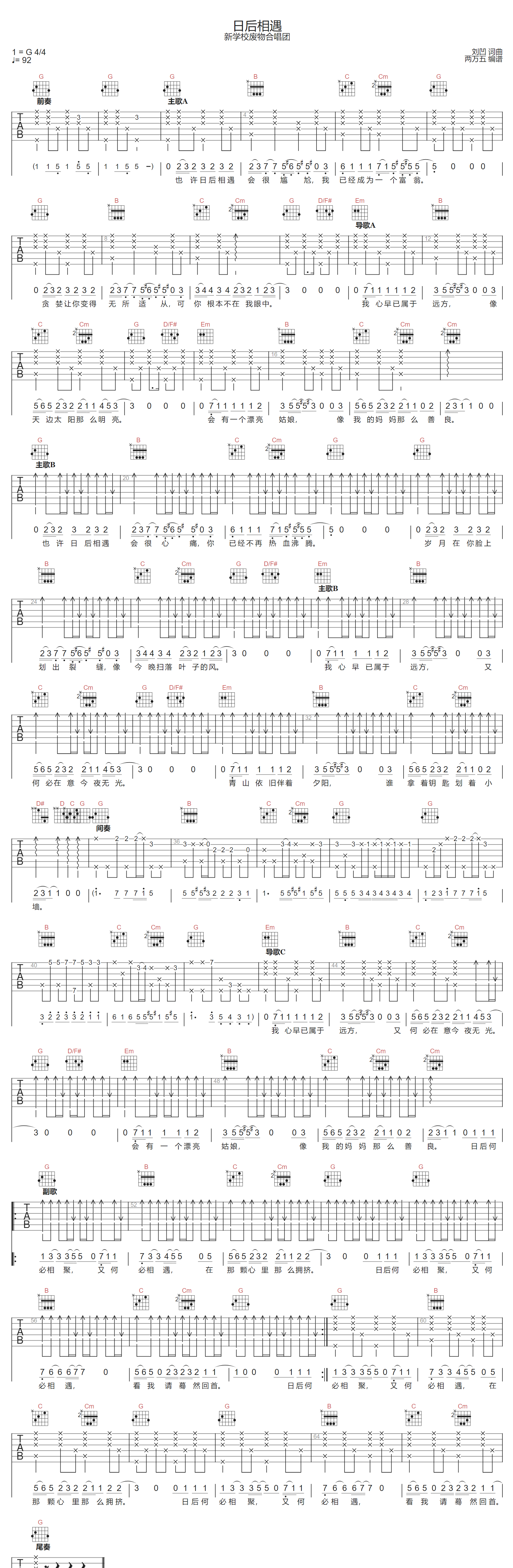 日后相遇吉他谱1