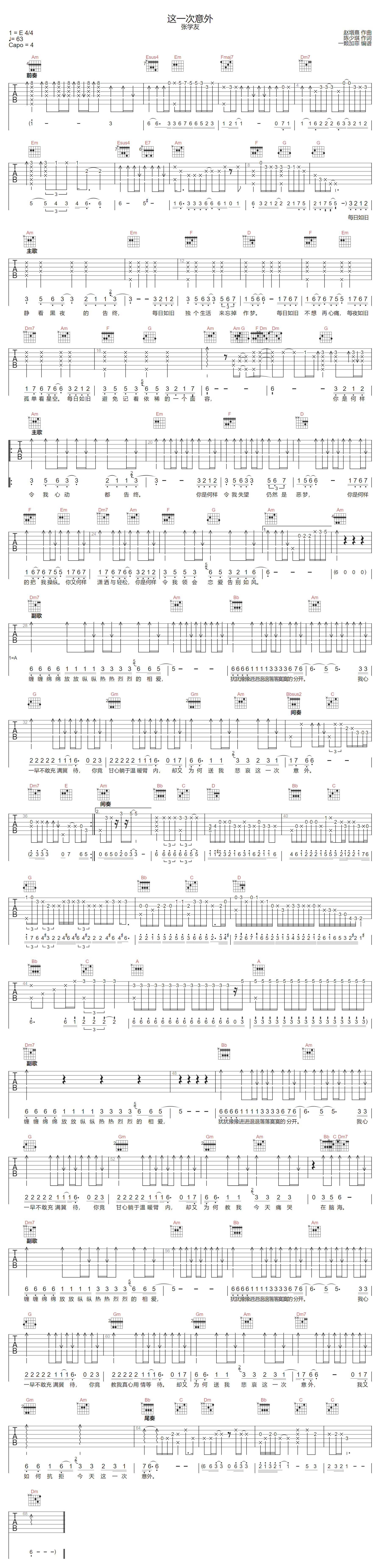 这一次意外吉他谱1