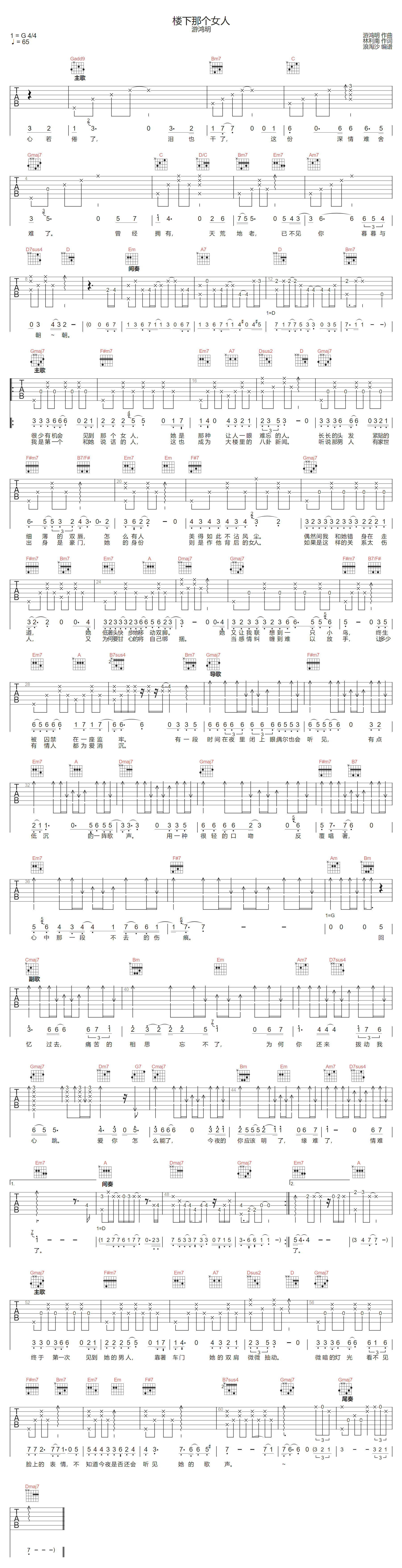 楼下那个女人吉他谱1