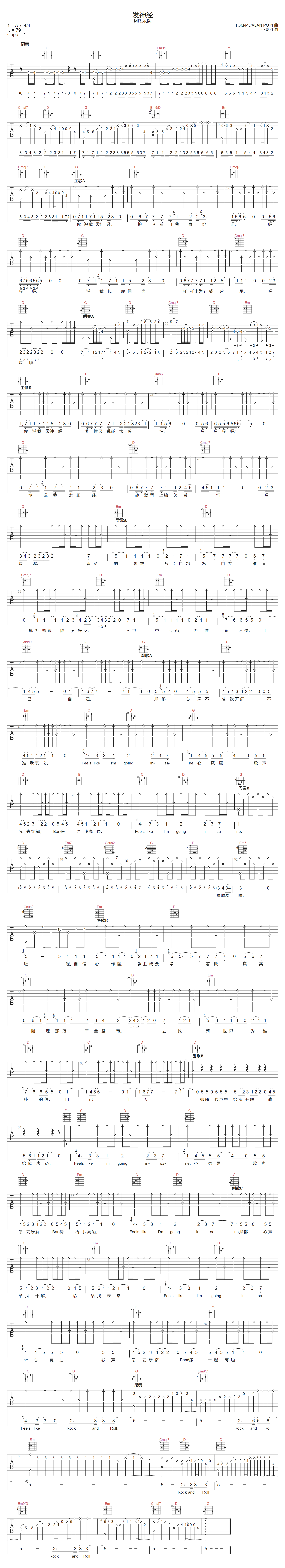 发神经吉他谱1