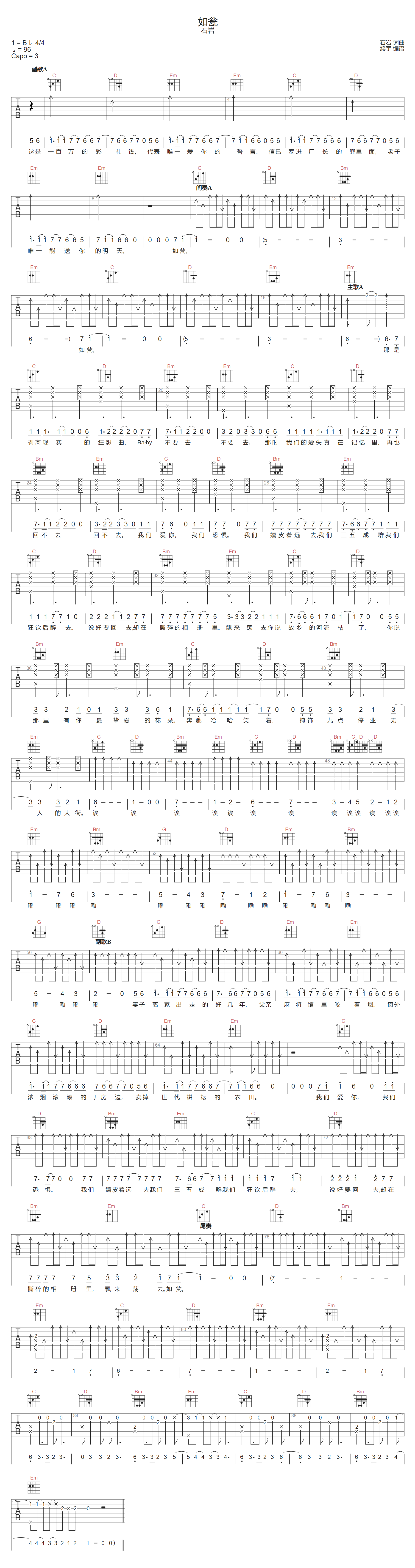 如瓮吉他谱1