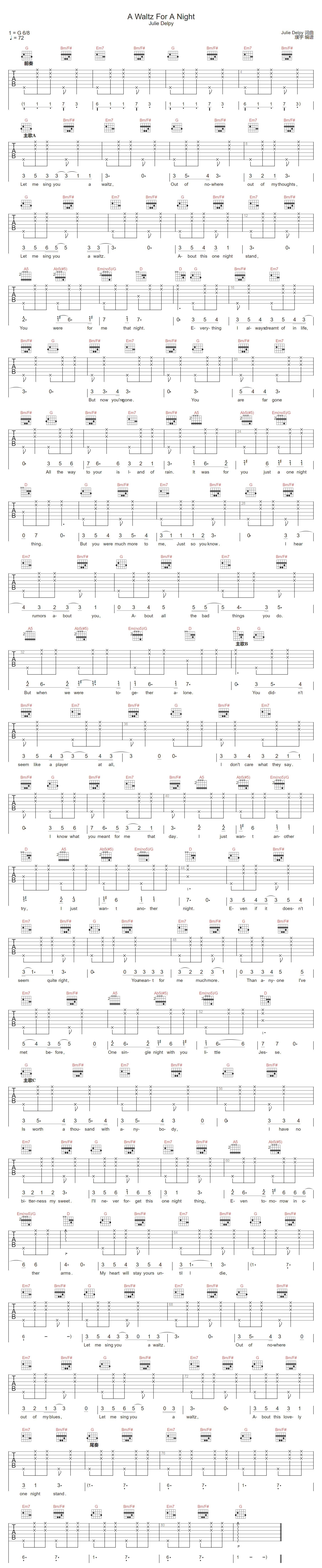 A Waltz For A Night吉他谱1