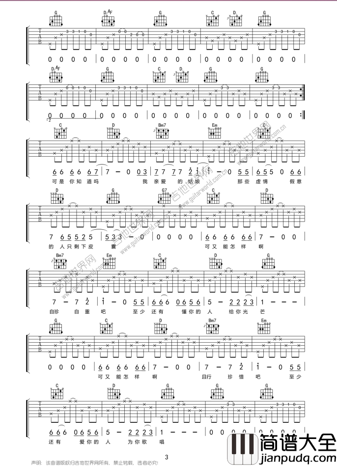 嘎蹦跳吉他谱_G调简单版_鑫哥编配_刘明汉