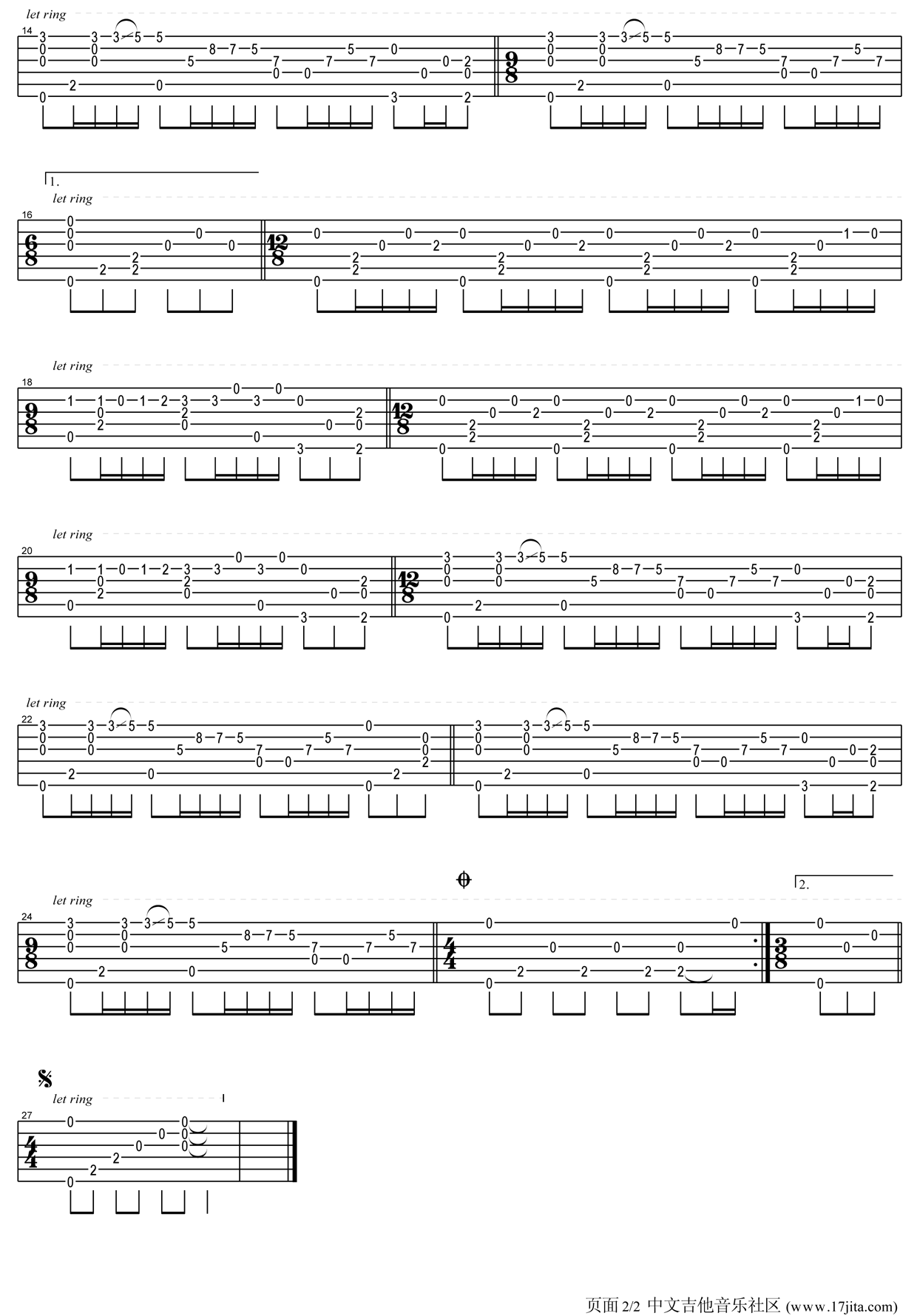 梦中的婚礼指弹谱_附视频演示_卢家宏编配_理查德·克莱德曼