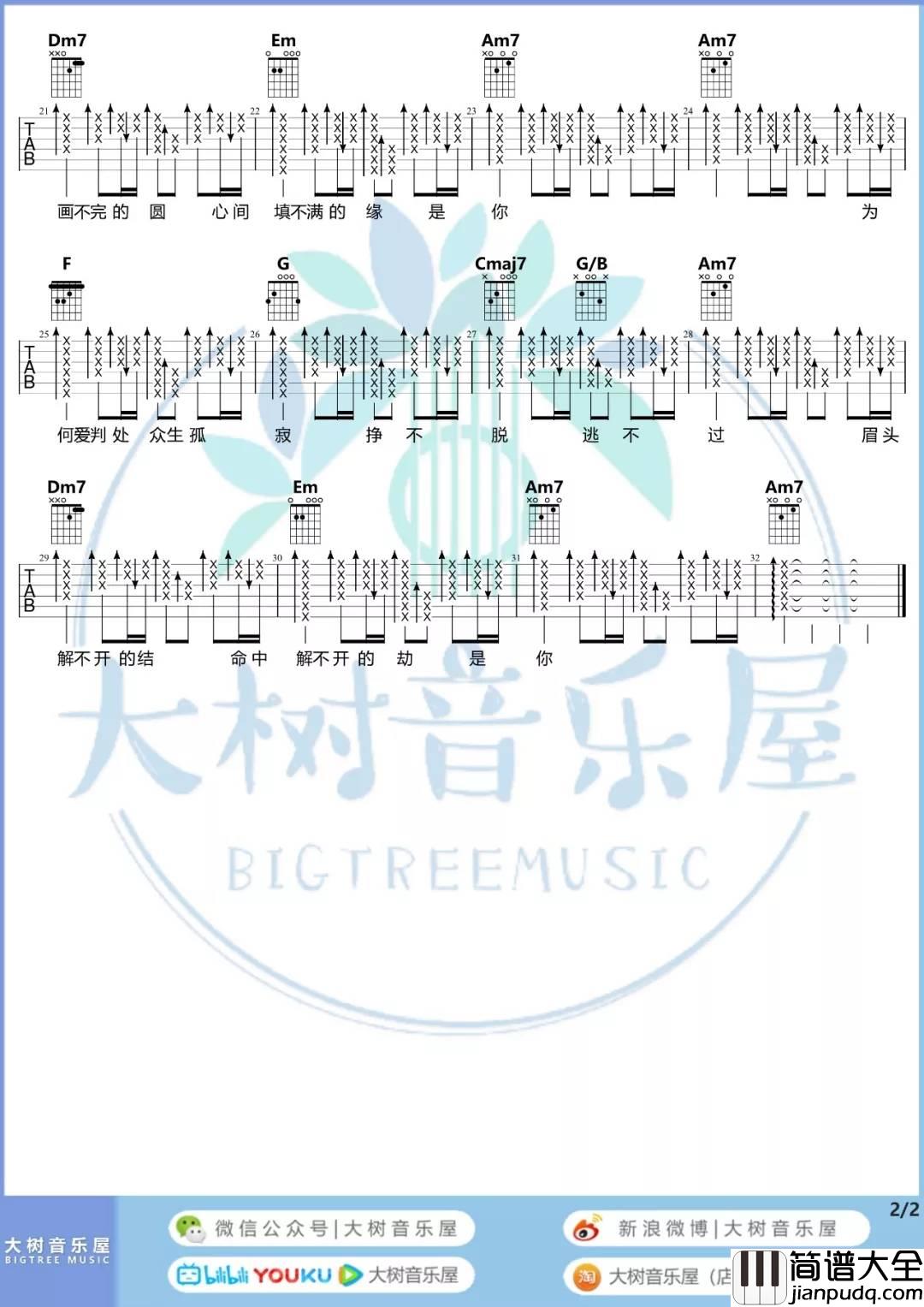 默吉他谱_C调高清版_大树音乐屋编配_那英