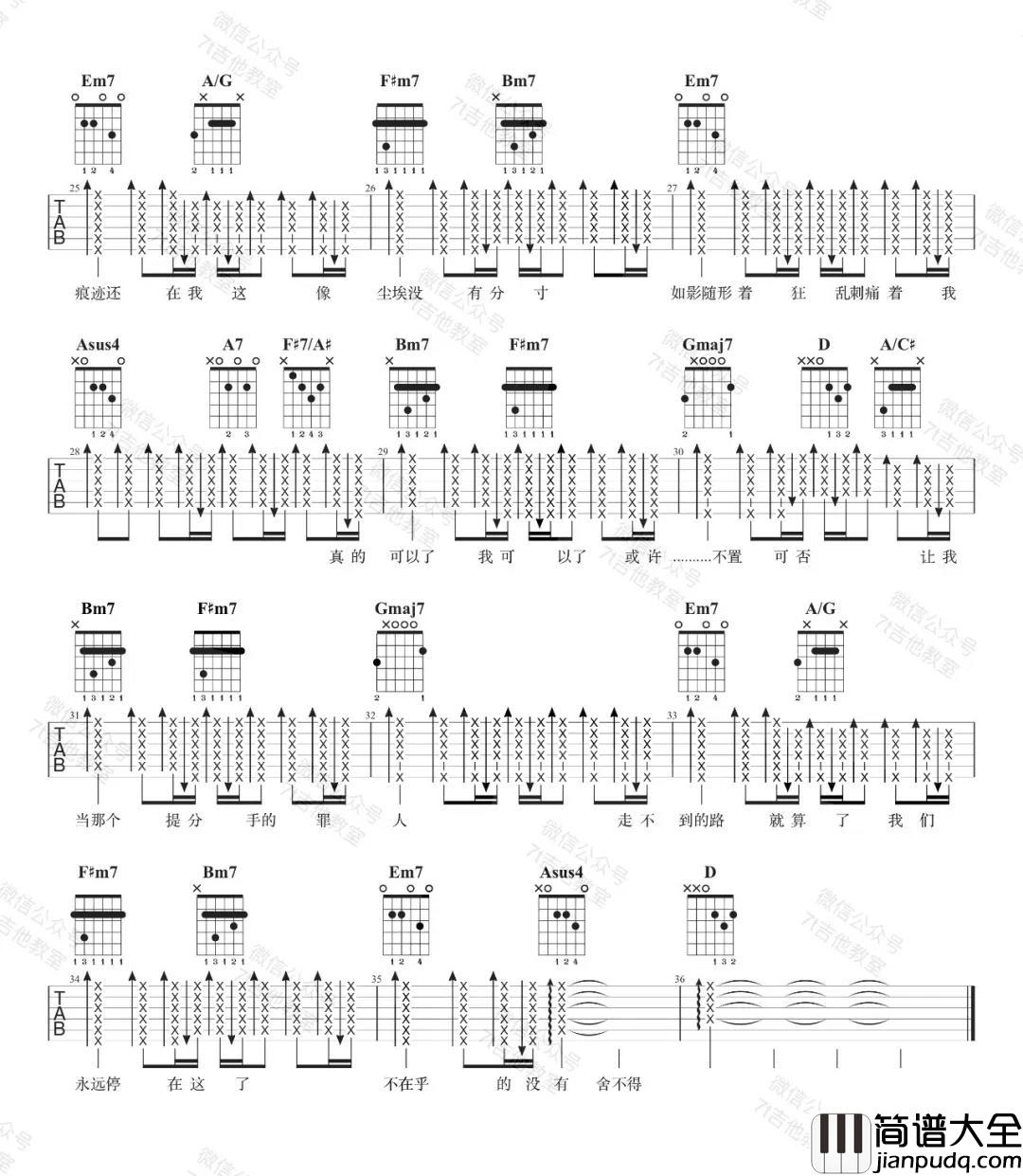 _可以了_吉他谱_D调弹唱六线谱_高清图片谱__陈奕迅