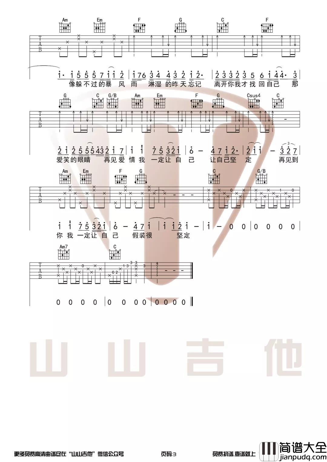 _爱笑的眼睛_吉他谱_C调弹唱六线谱_林俊杰