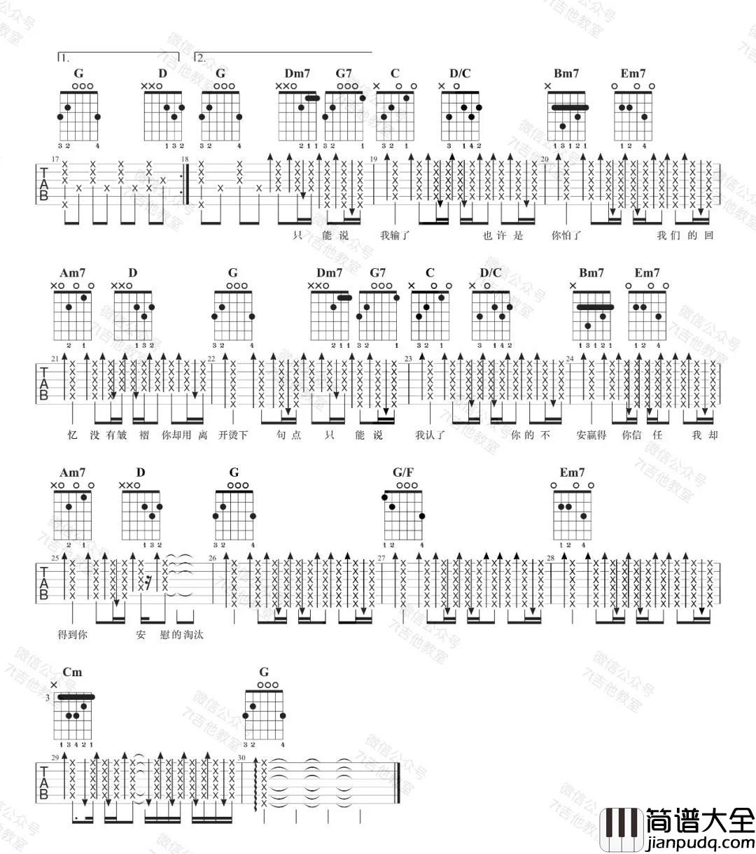 陈奕迅_淘汰_吉他谱__淘汰_G调原版吉他弹唱谱