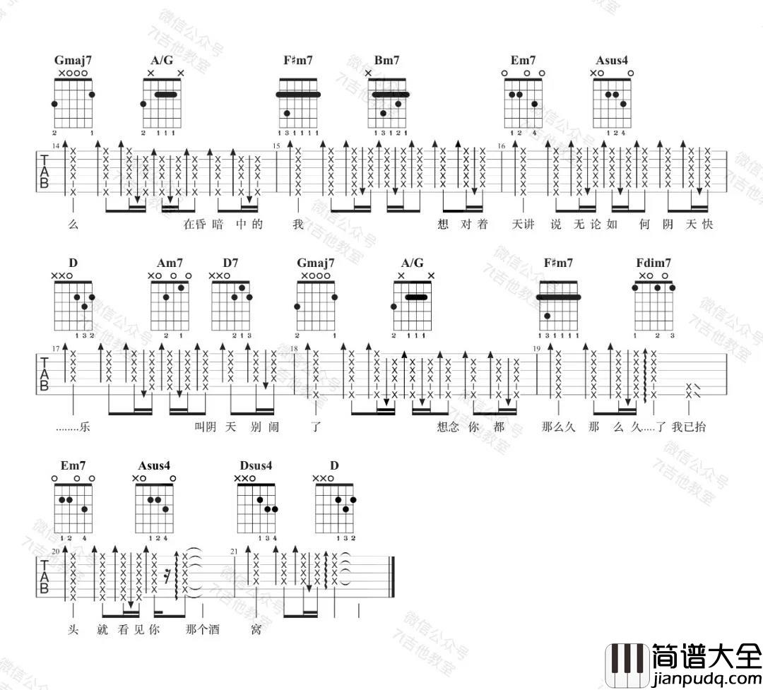 _阴天快乐_吉他谱_D调弹唱视频示范_陈奕迅