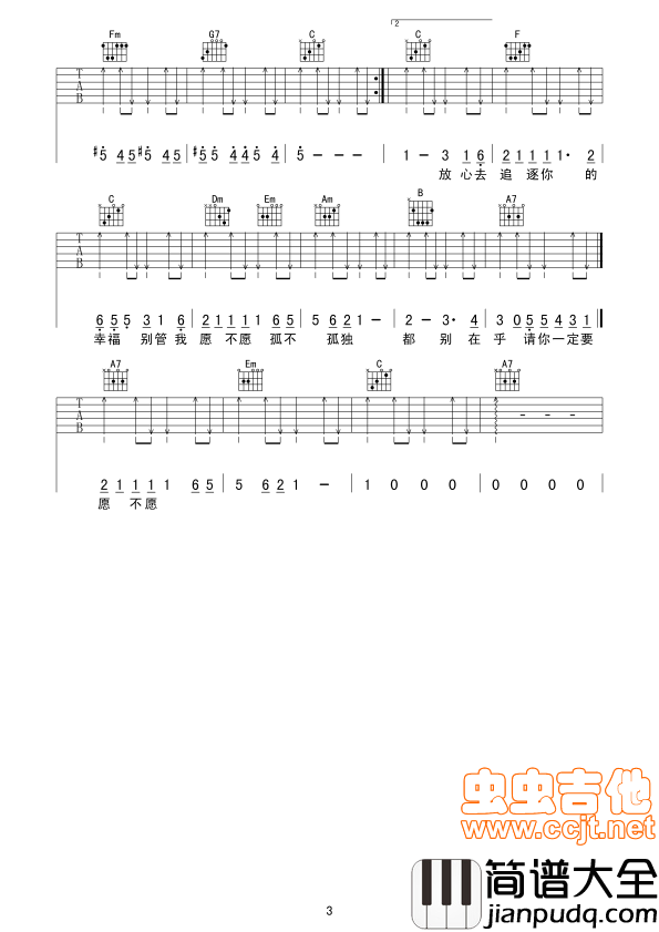 比我幸福吉他谱_陈晓东