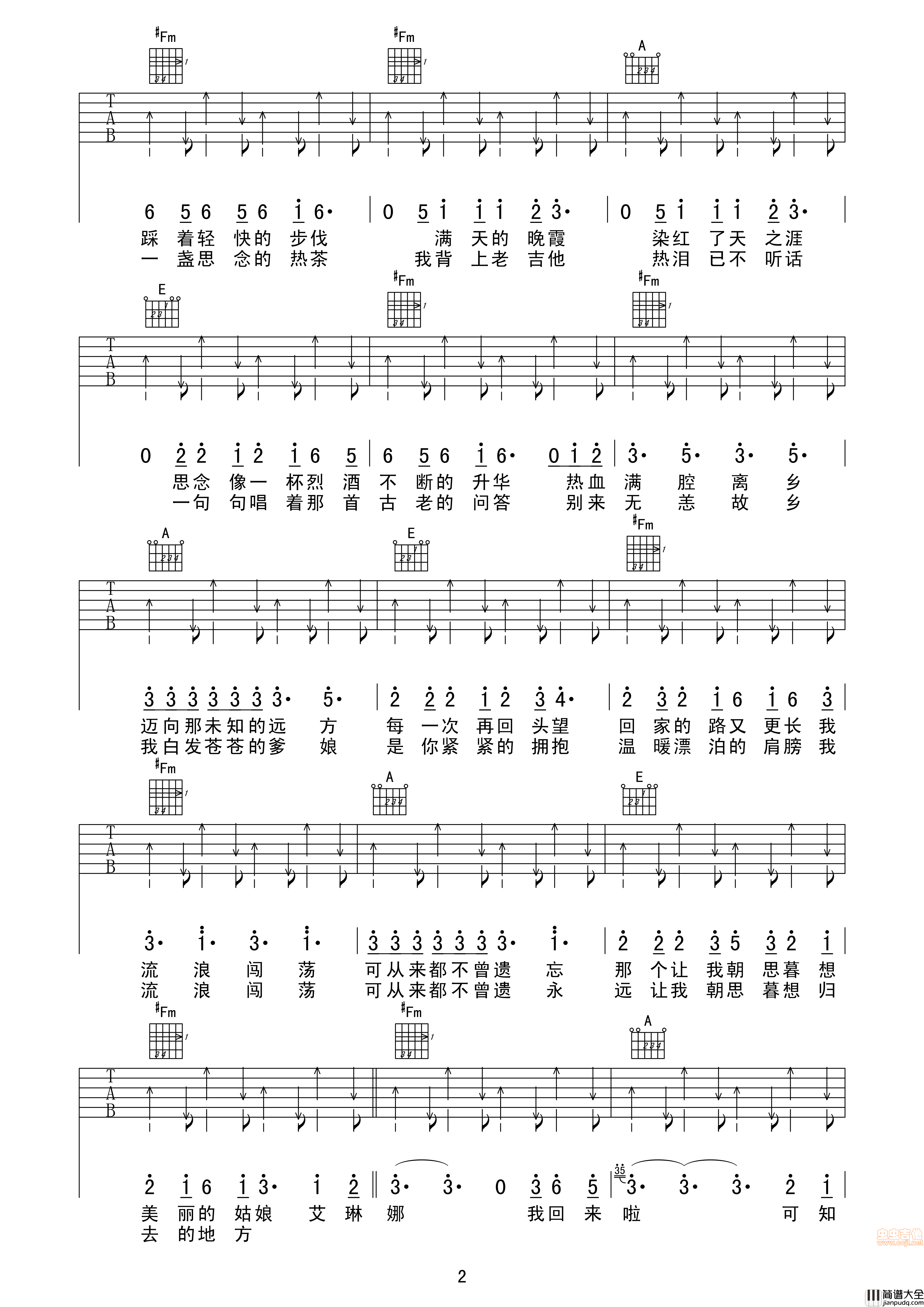 艾琳娜吉他谱_动力火车