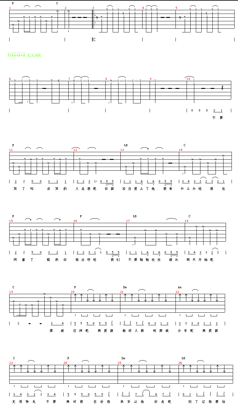 那就这样吧吉他谱_弹唱六线谱_高清图片谱_动力火车
