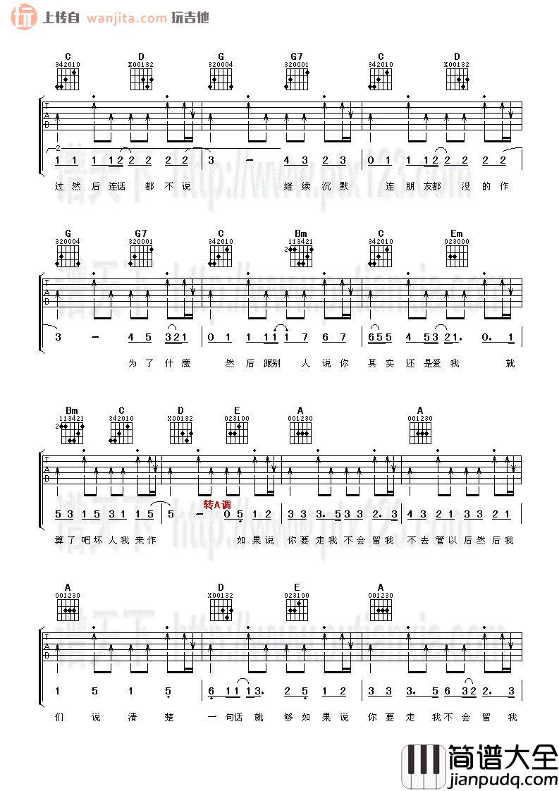 吴克群_越爱越难过_吉他谱