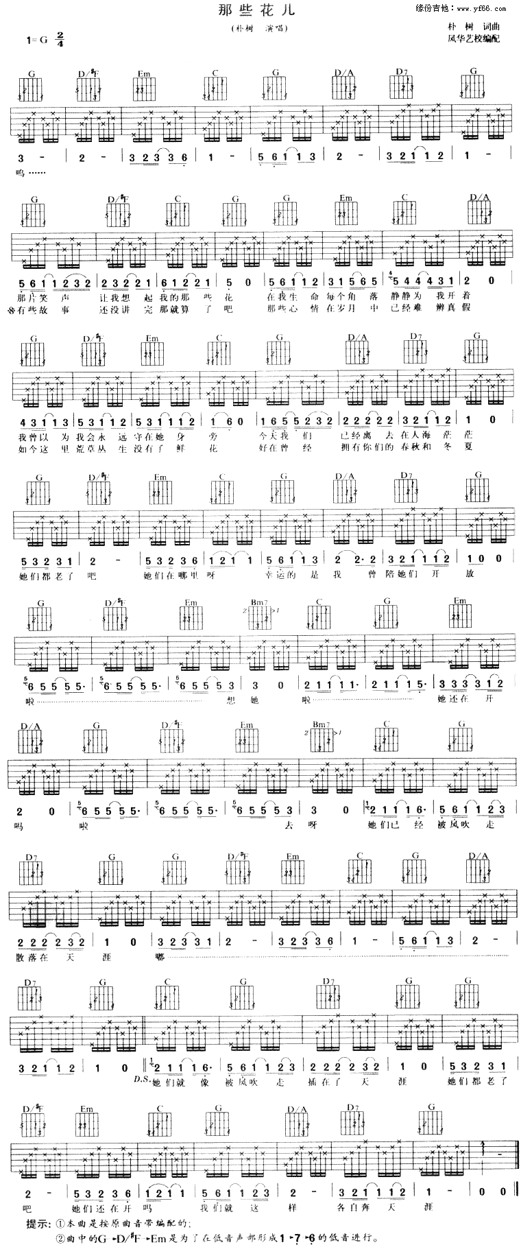 那些花儿吉他谱_朴树