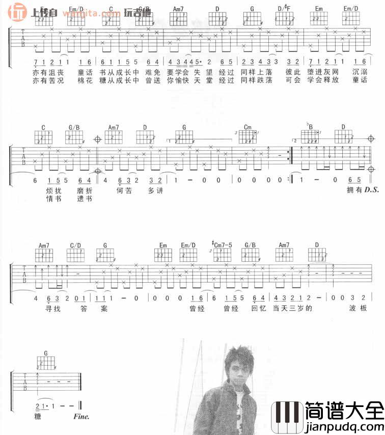 笑忘书吉他谱_张敬轩__笑忘书_G调弹唱六线谱