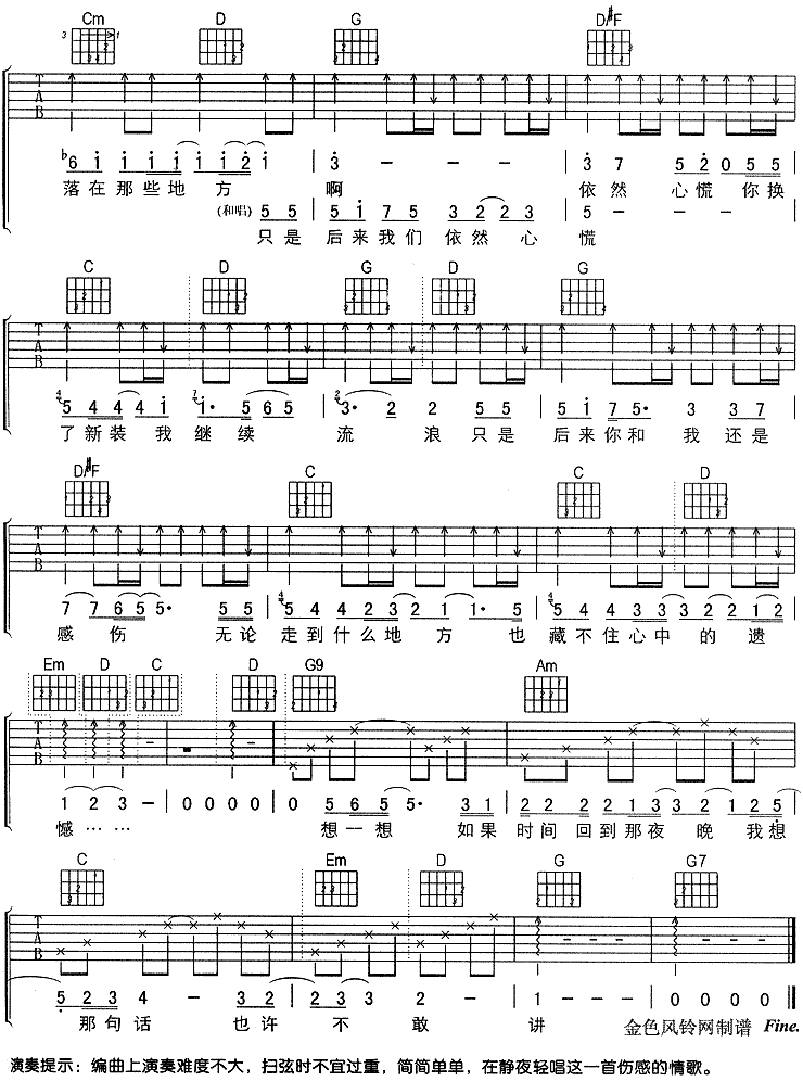 刘若英_开始的那句话_吉他谱_G调吉他弹唱谱