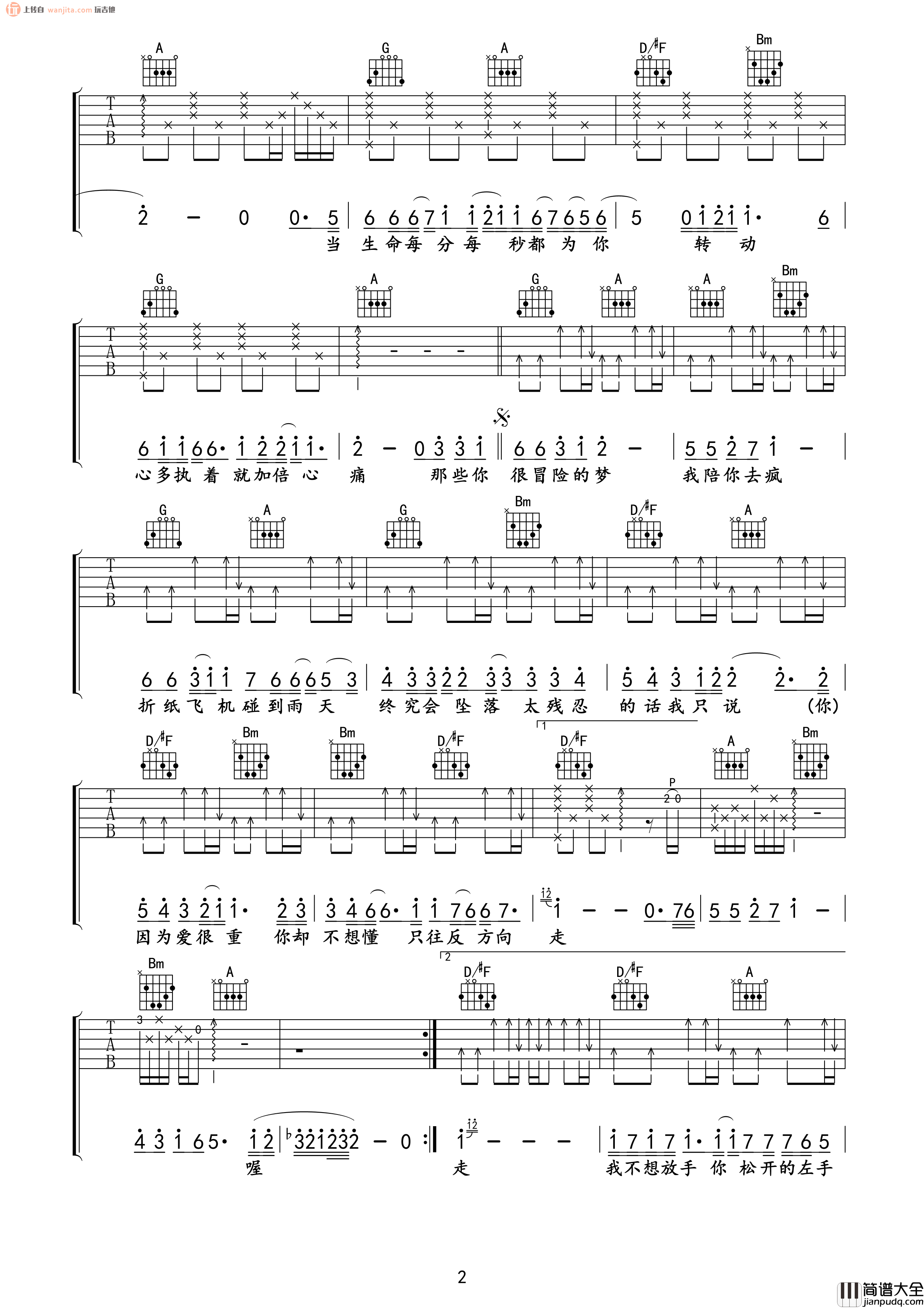 那些你很冒险的梦吉他谱_林俊杰