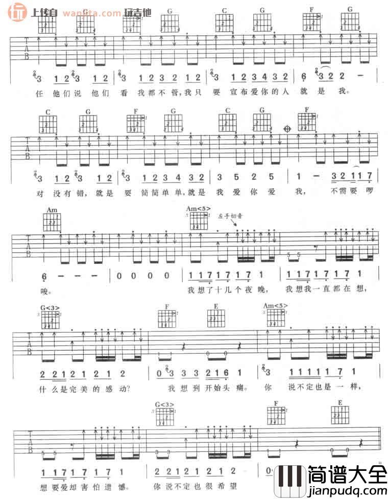 就是我吉他谱_林俊杰__就是我_C调弹唱六线谱