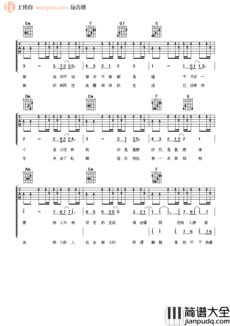 兄弟吉他谱_陈奕迅,刘德华__兄弟_C调原版吉他谱