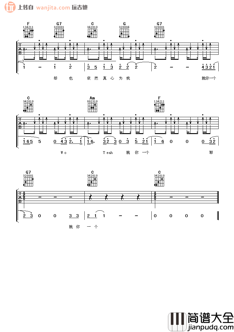 兄弟吉他谱_陈奕迅,刘德华__兄弟_C调原版吉他谱