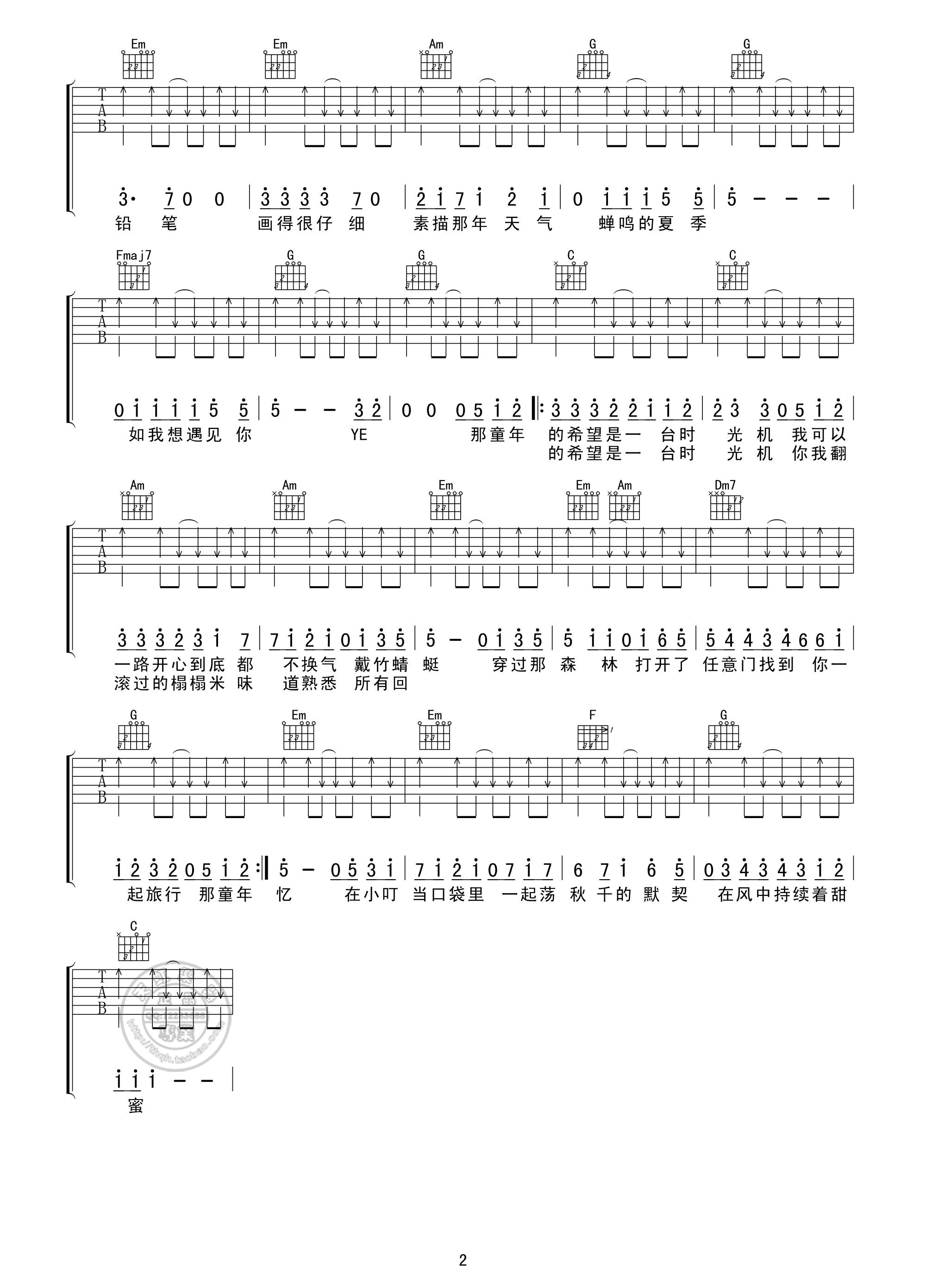 周杰伦_时光机_吉他谱__时光机_C调扫弦版【高清版】