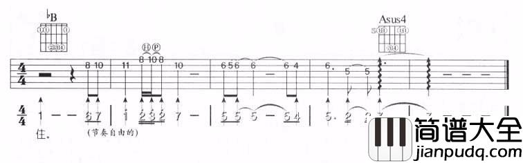 忘了哭吉他谱_张学友__忘了哭_A转B调六线谱_吉他弹唱谱